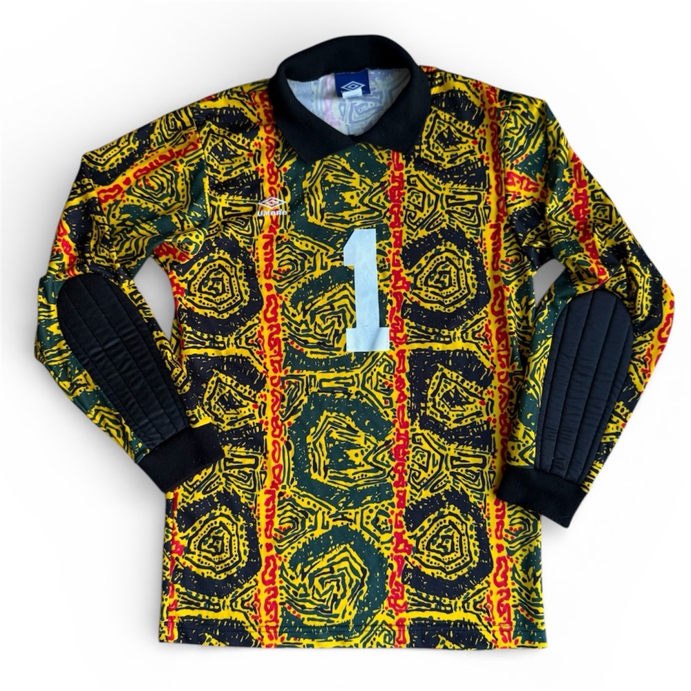 Vintage Umbro Goalkeeper Soccer Jersey #1 Small Long Sleeve Padded 90s Abstract